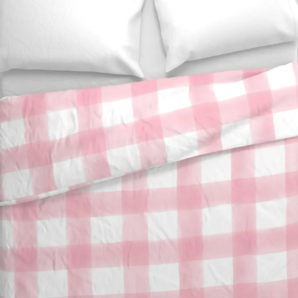 Pink Watercolor Check Duvet Cover alternate view