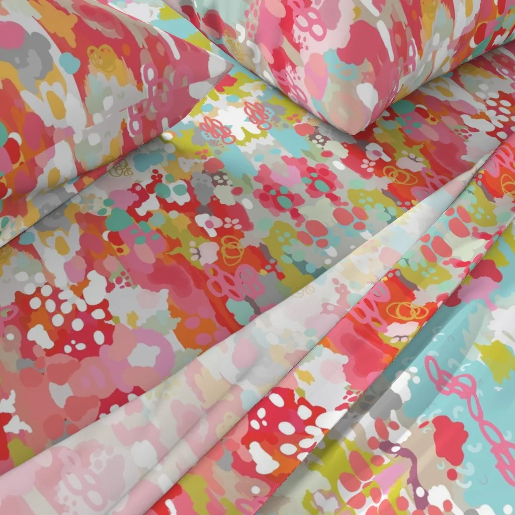 Pink Watercolor Ikat Twin Sheet Set - Pink alternate view