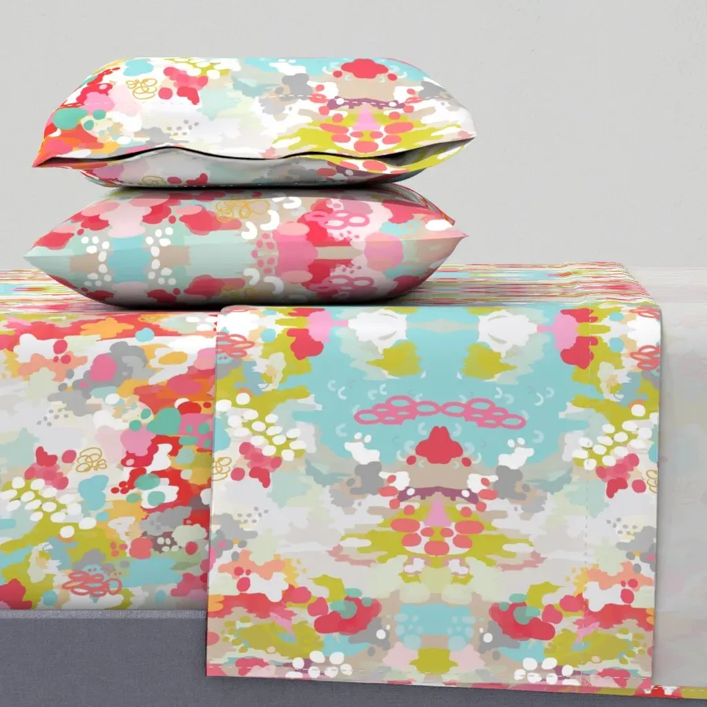 Pink Watercolor Ikat Twin Sheet Set - Pink product
