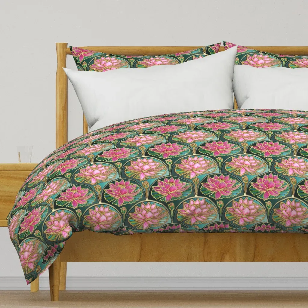 Pink Waterlily And Lily Pads Duvet Cover product