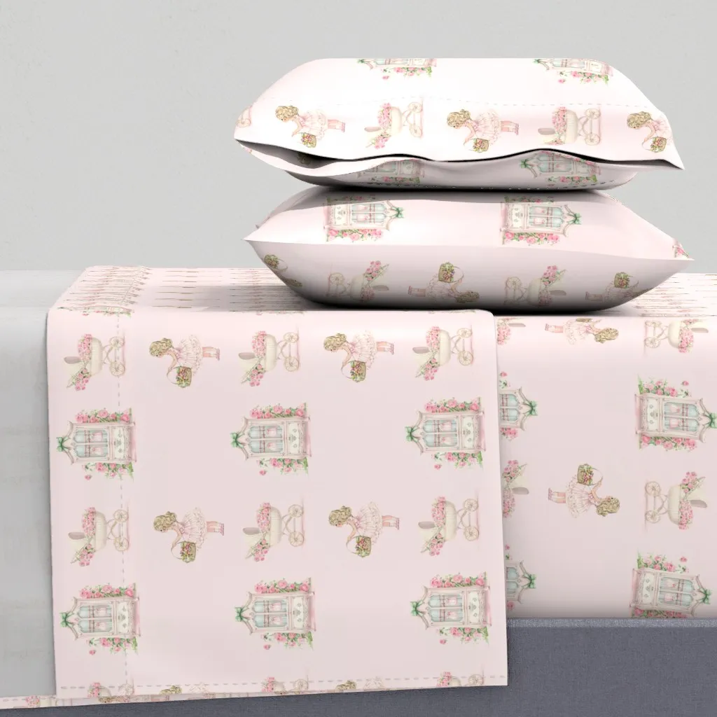 Pink Whimsical Girl Bows And Flowers King Sheet Set product