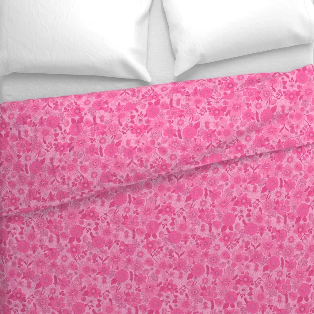 Pinkcore Retro Flowers Duvet Cover - Pink alternate view
