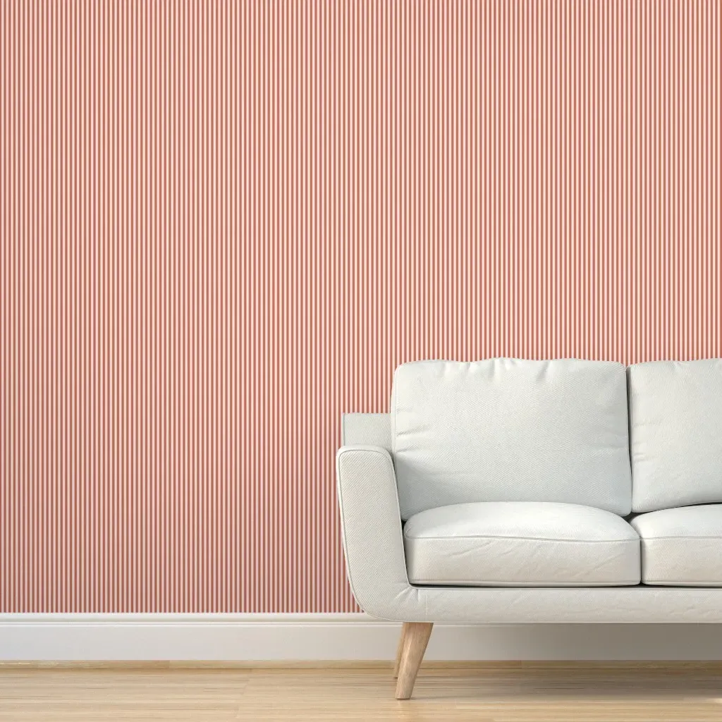 Pinstripe Awning Peel and Stick Wallpaper - Salmon product