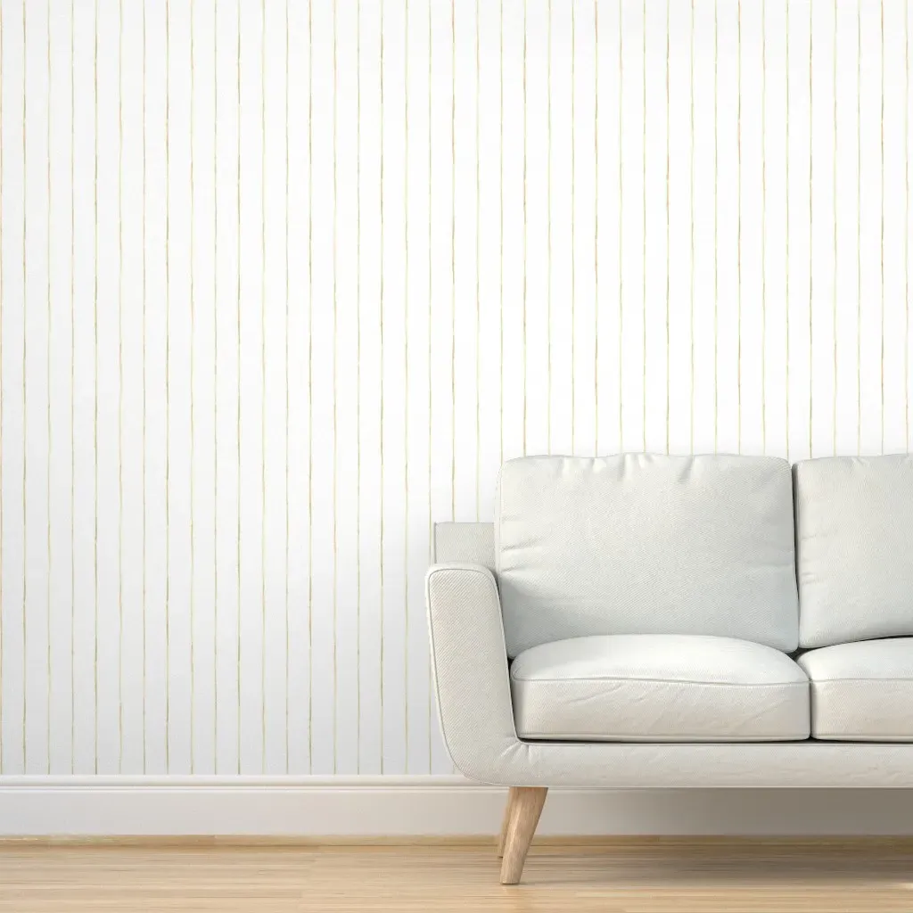 Pinstripe Peel and Stick Wallpaper - Gold on White product