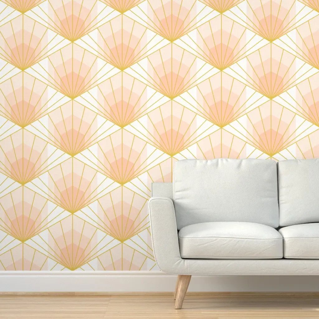 Pippa Shaw Hex Deco Art Deco Sunrise Peel and Stick Wallpaper - Apricot product
