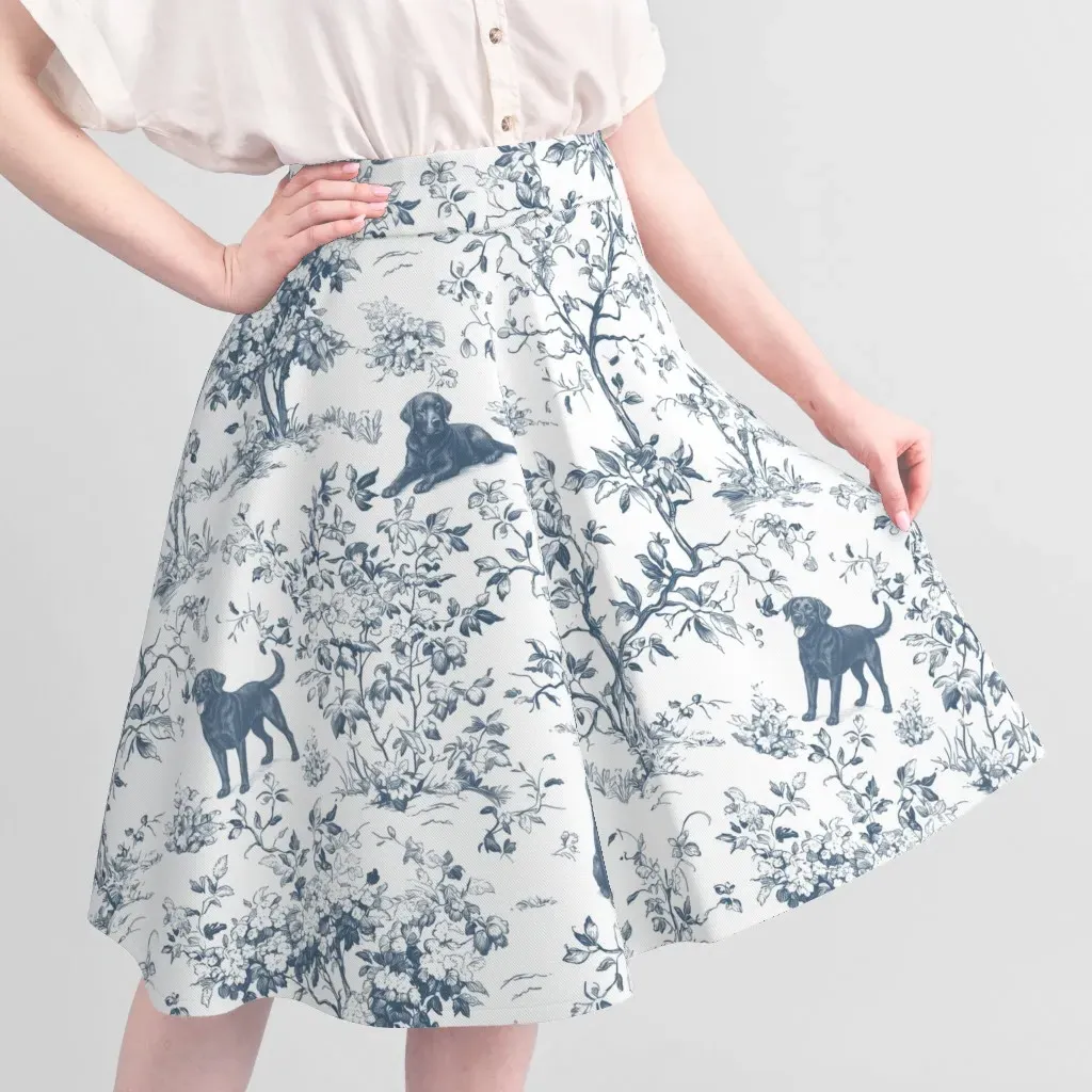 Pique Custom Print Labrador Retriever Toile De Jouy Fabric - French Blue alternate view