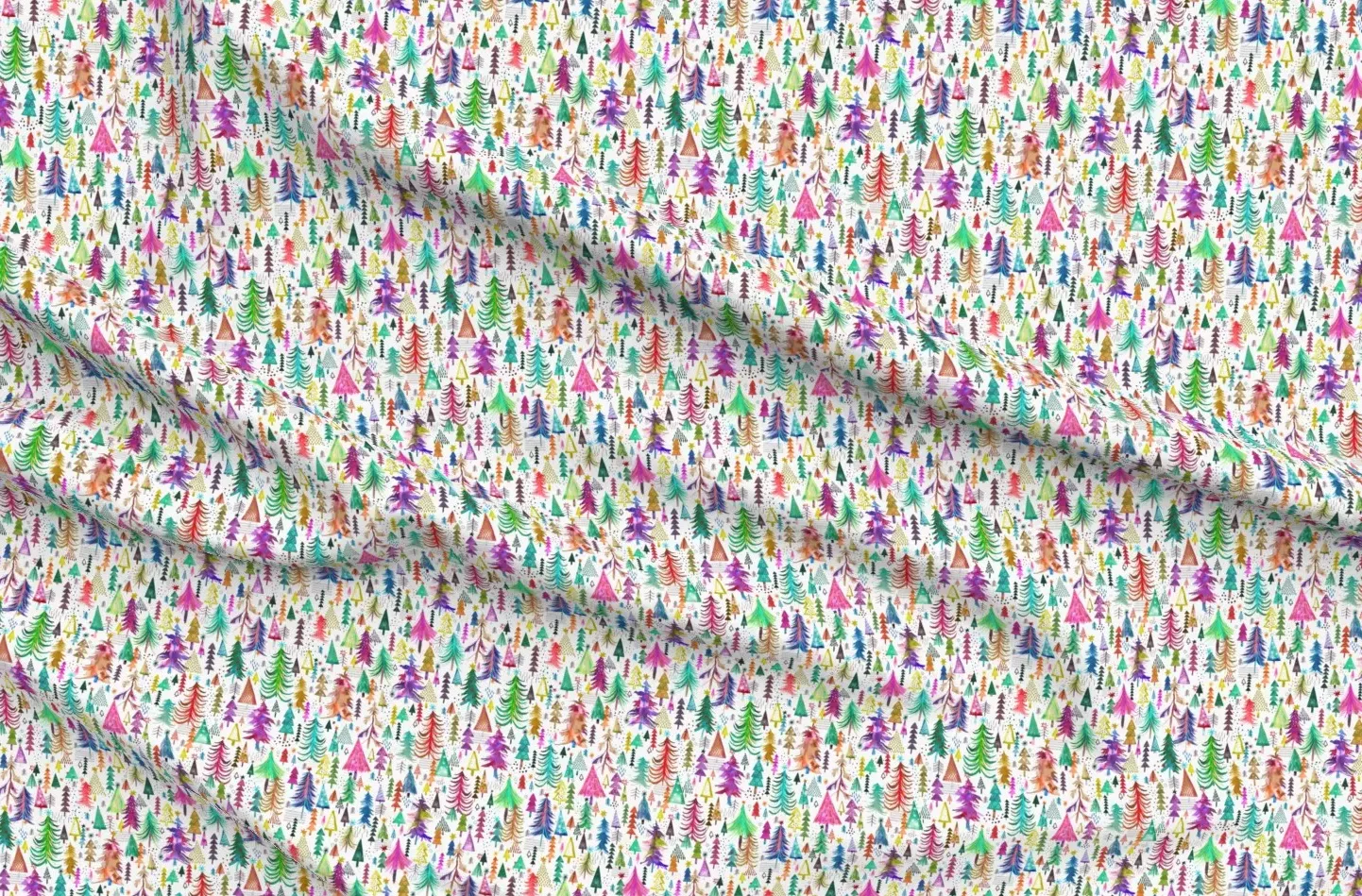 Pique Custom Printed Christmas Trees Fabric - Multicolored product
