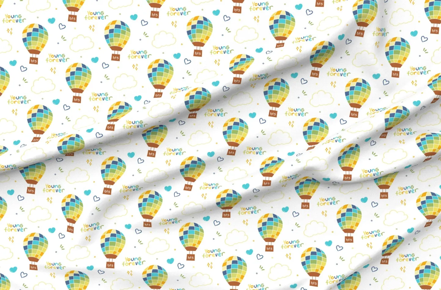 Pique Custom Printed Fabric BTS Balloon Young Forever - Yellow product