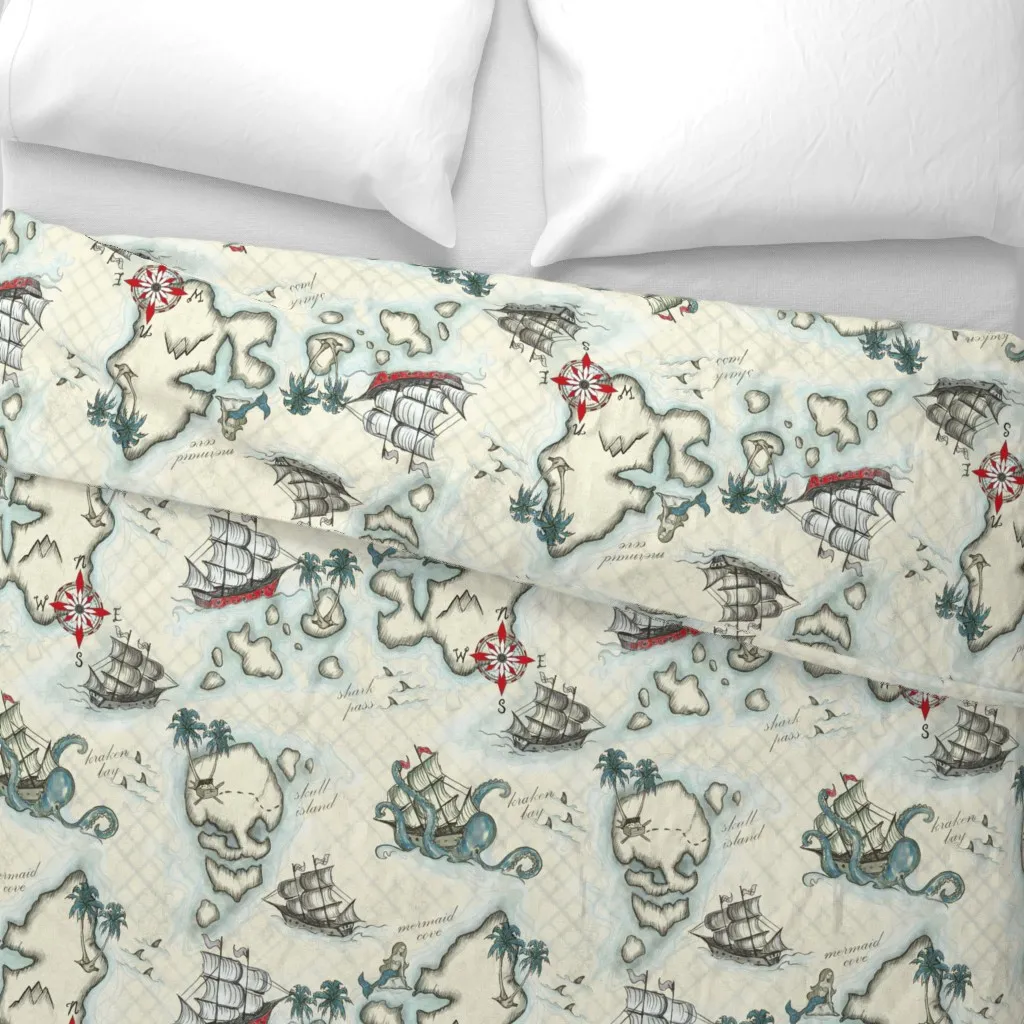 Pirate Journey To Skull Island Duvet Cover - Beige alternate view