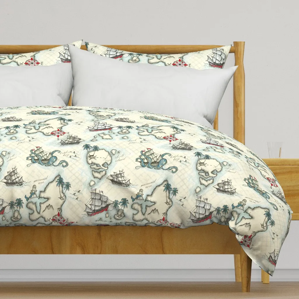 Pirate Journey To Skull Island Duvet Cover - Beige product
