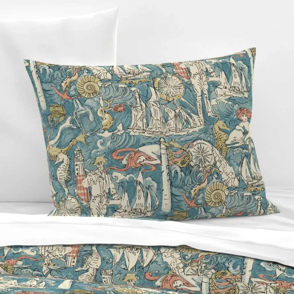 Pirate Sea Adventure Standard Cushion Cover - Blue, Cotton Sateen product
