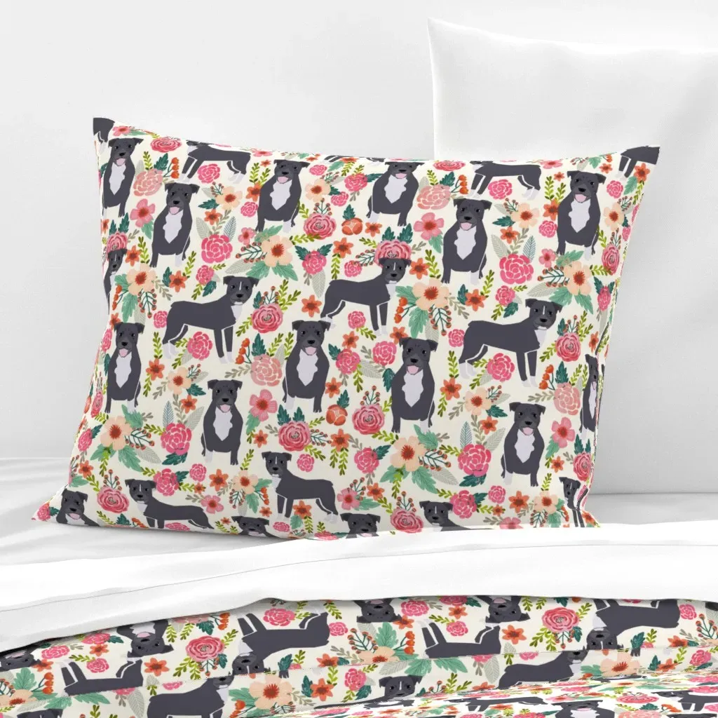 Pitbull Floral Standard Knife Edge Pillow - Gray, Cotton Sateen product
