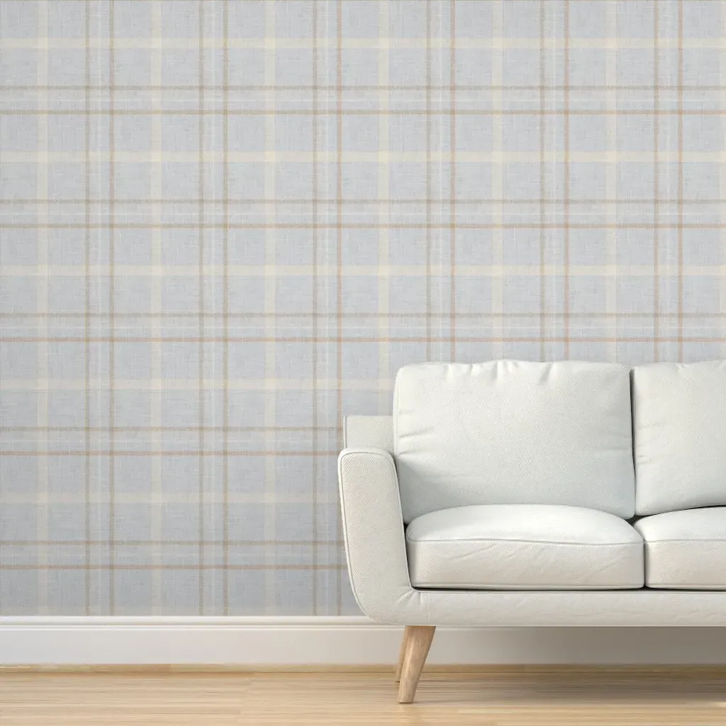 Plaid Check Peel and Stick Wallpaper - Blue & Tan product