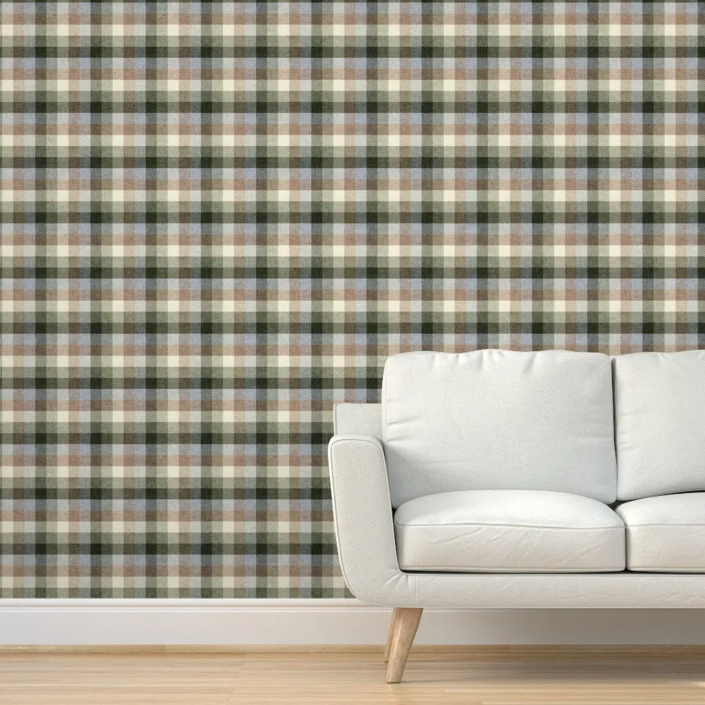 Plaid Checkered Grid Peel and Stick Wallpaper - Dark Brown product