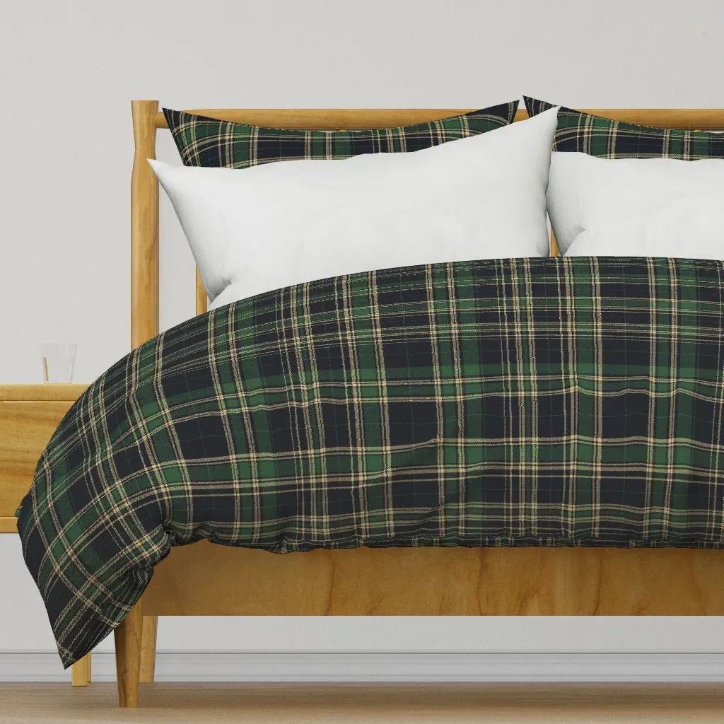 Plaid Duvet Cover - Dark Green, Camel product
