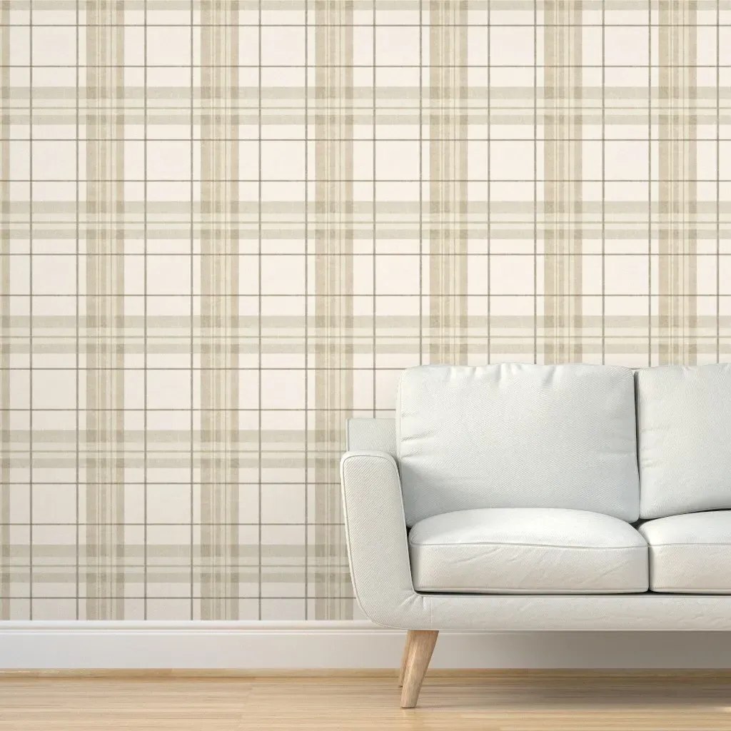 Plaid Farmhouse Cabincore Peel and Stick Wallpaper - Off-White product