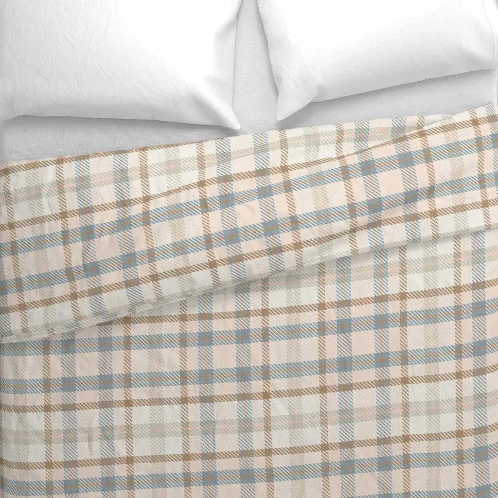 Plaid Japandi Glacial L Duvet Cover - Beige alternate view