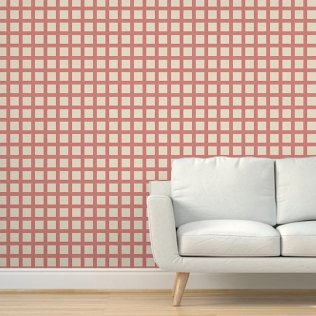 Plaid Moderne 2A Peel and Stick Wallpaper - Red product
