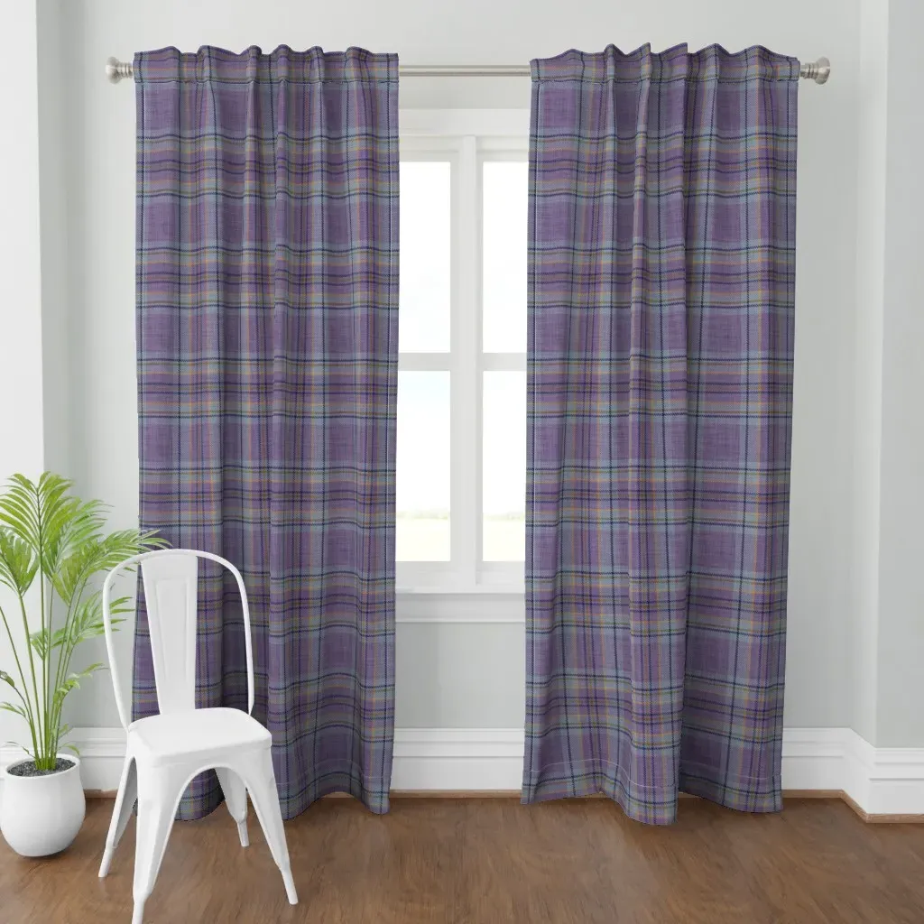 Plaid Preppy Curtain Panel - Lavender product