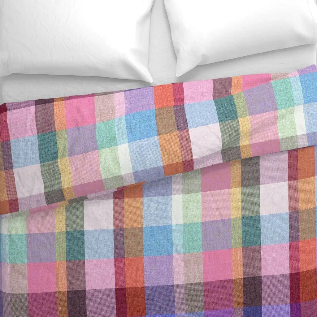 Plaid Rainbow Madras Tartan Duvet Cover - Lavender alternate view