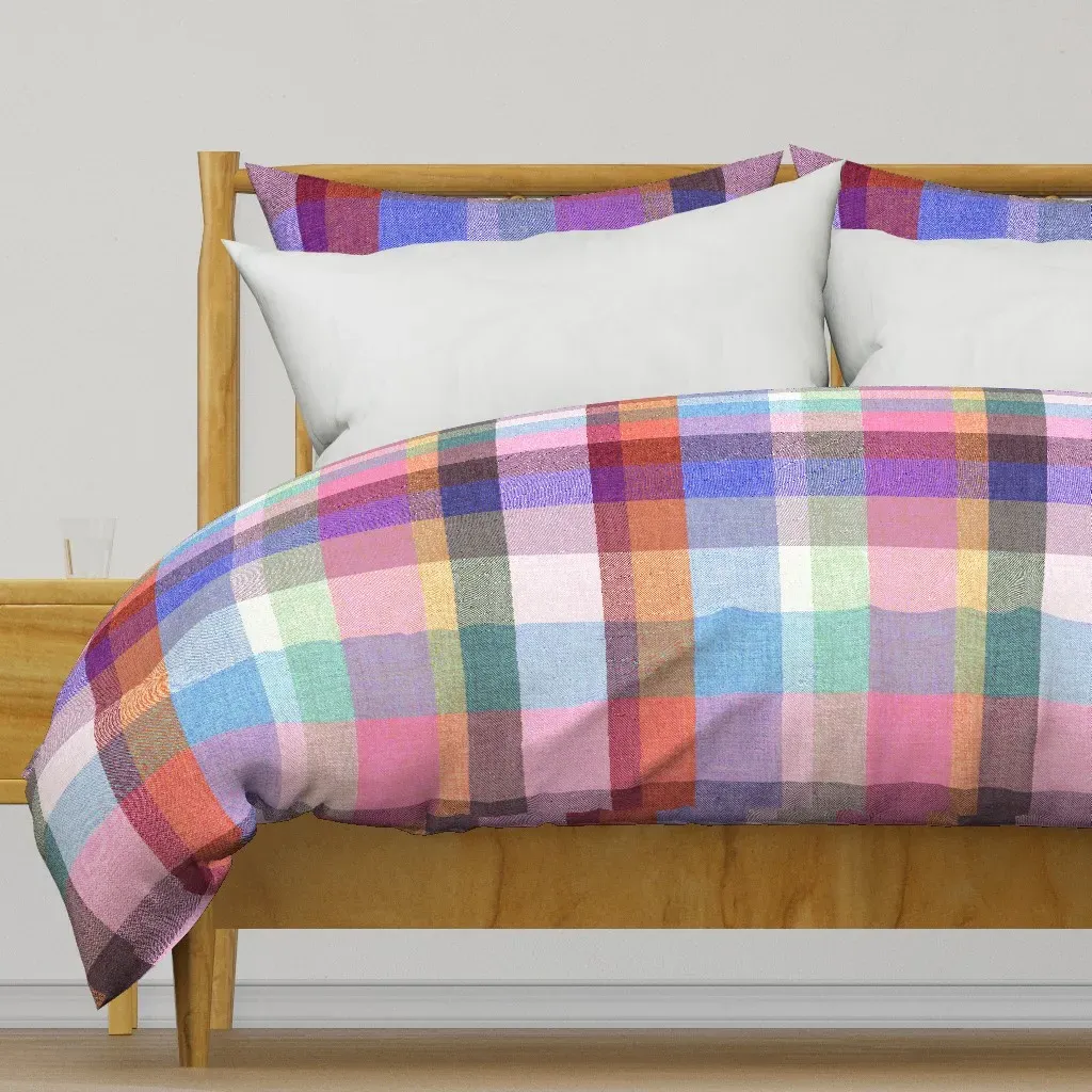Plaid Rainbow Madras Tartan Duvet Cover - Lavender product