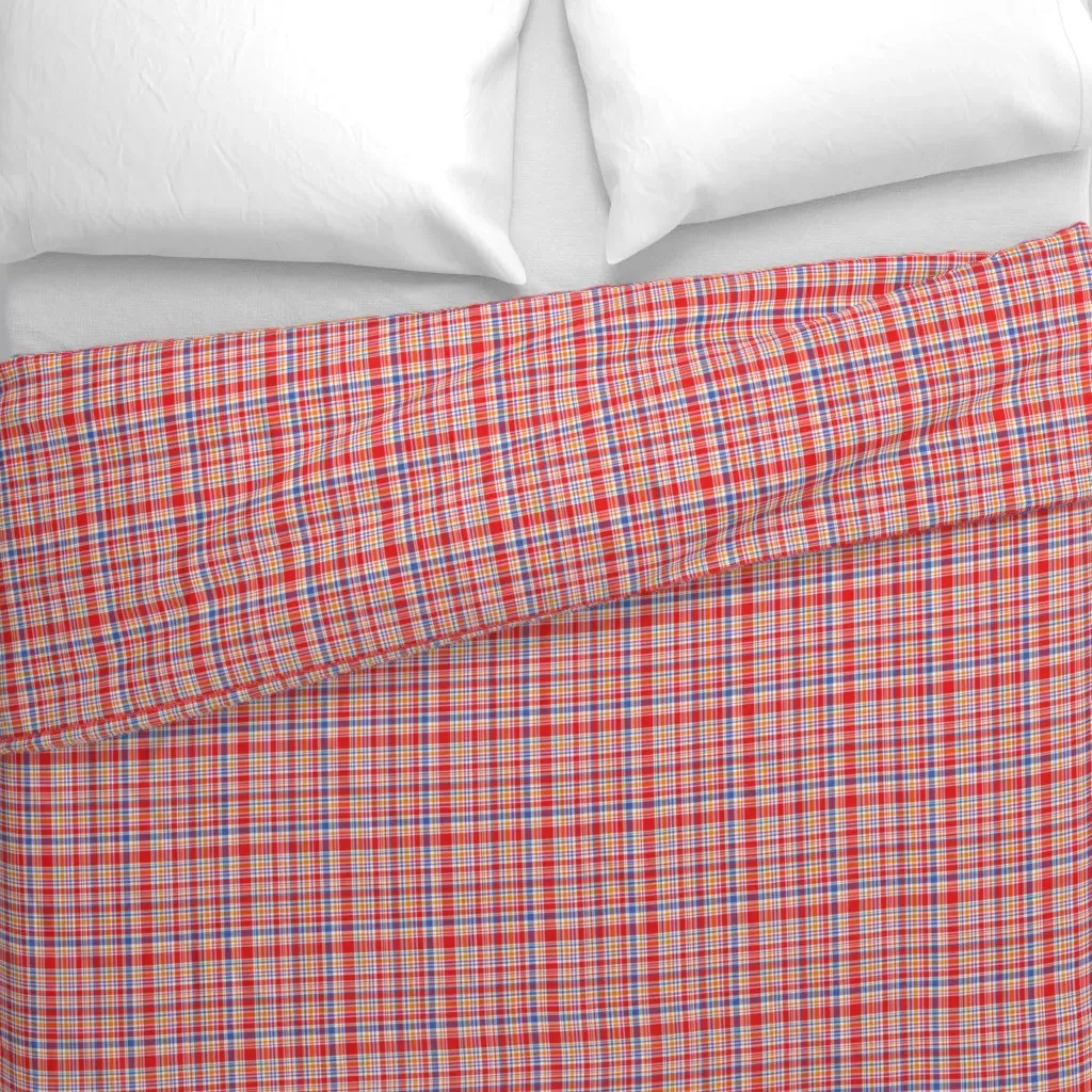 Plaid Small Print Duvet Cover - Red alternate view