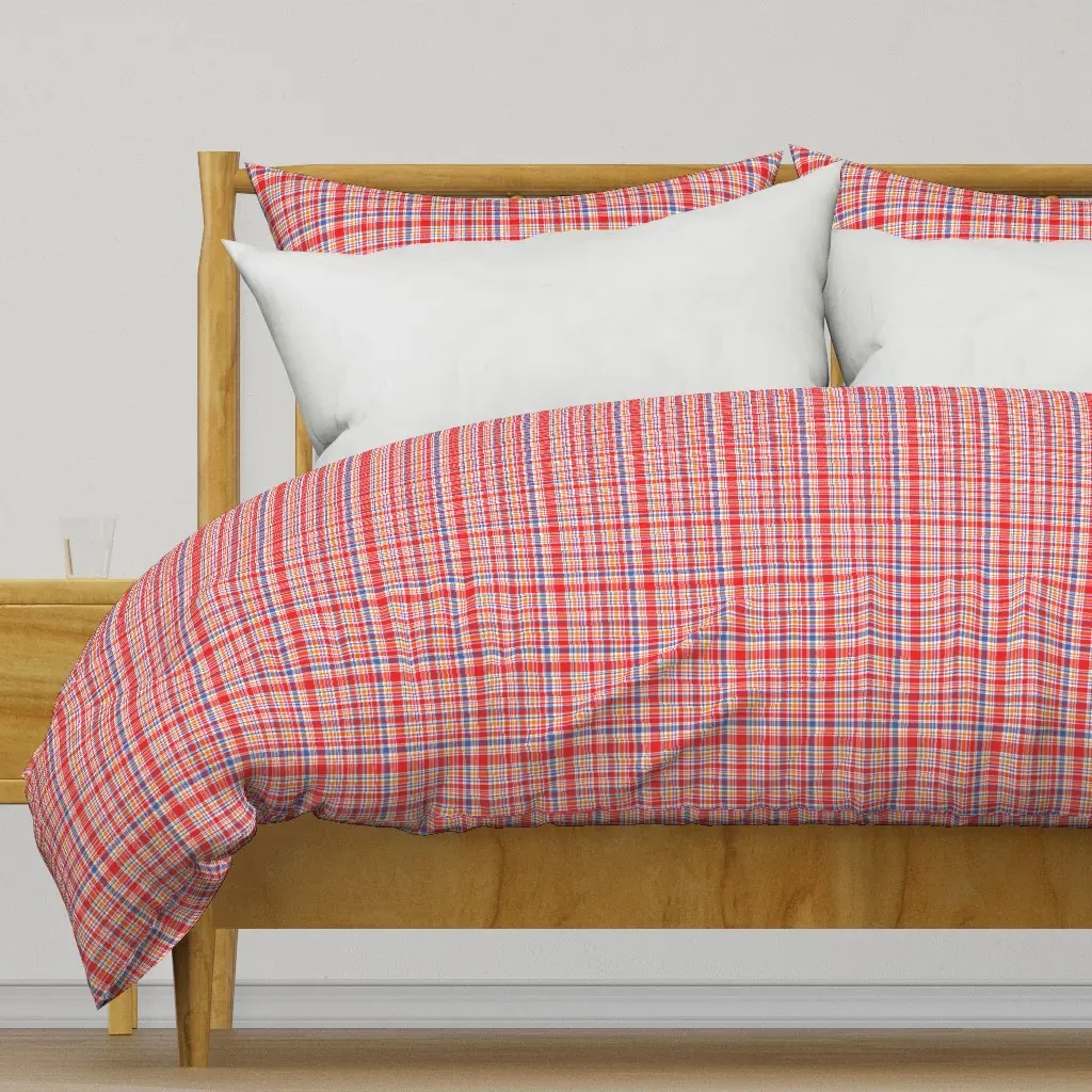 Plaid Small Print Duvet Cover - Red product