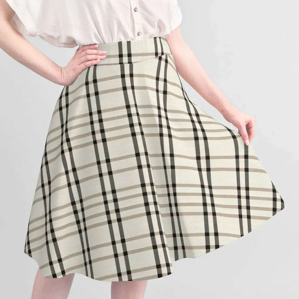 Plaid Stripe Fabric Yardage - Cream Beige, Linen alternate view