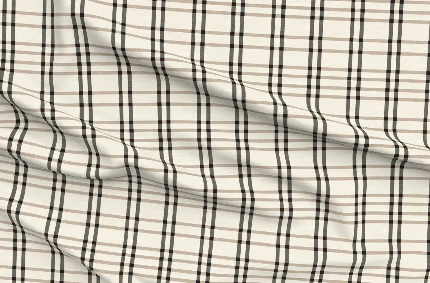 Plaid Stripe Fabric Yardage - Cream Beige, Linen product
