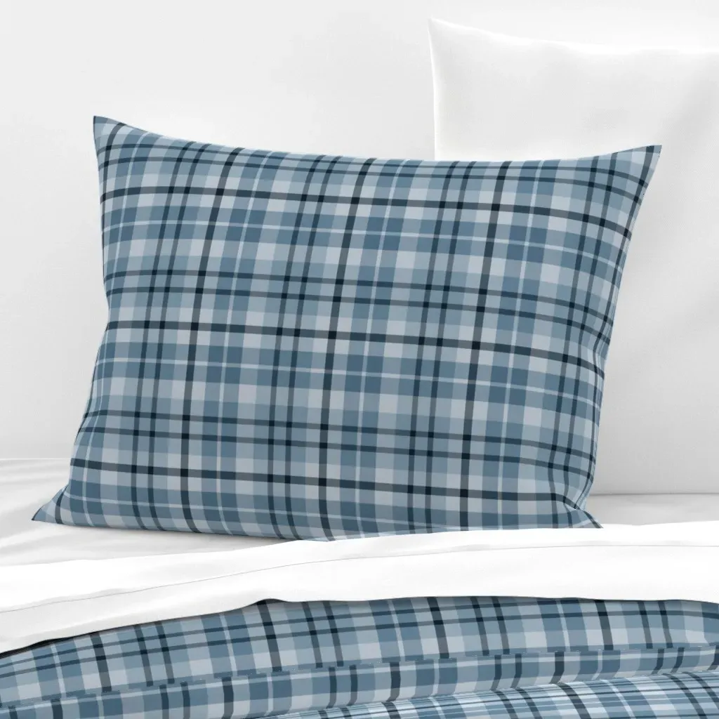 Plaid Tartan Standard Knife Edge Cushion Cover - Blue, Cotton Sateen product