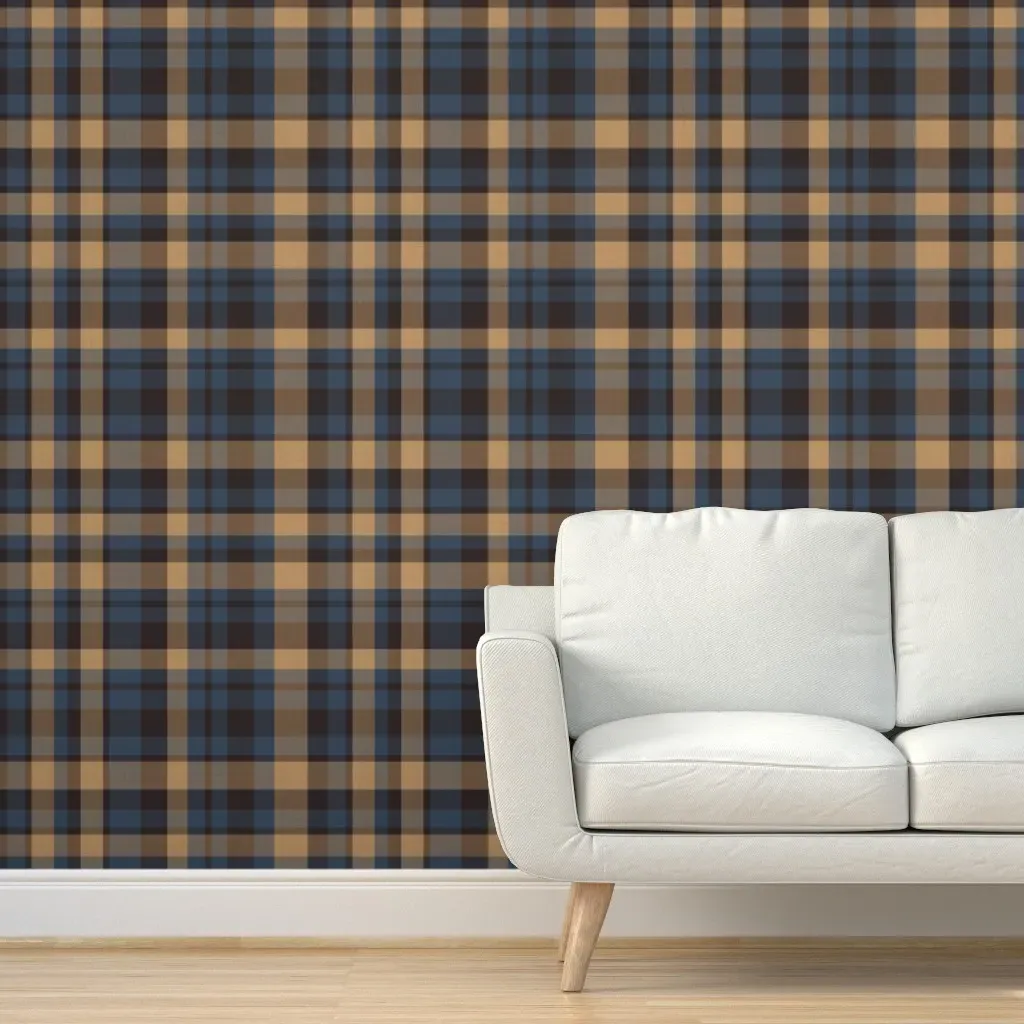 Plaid Textured Peel and Stick Wallpaper - Dark Blue product