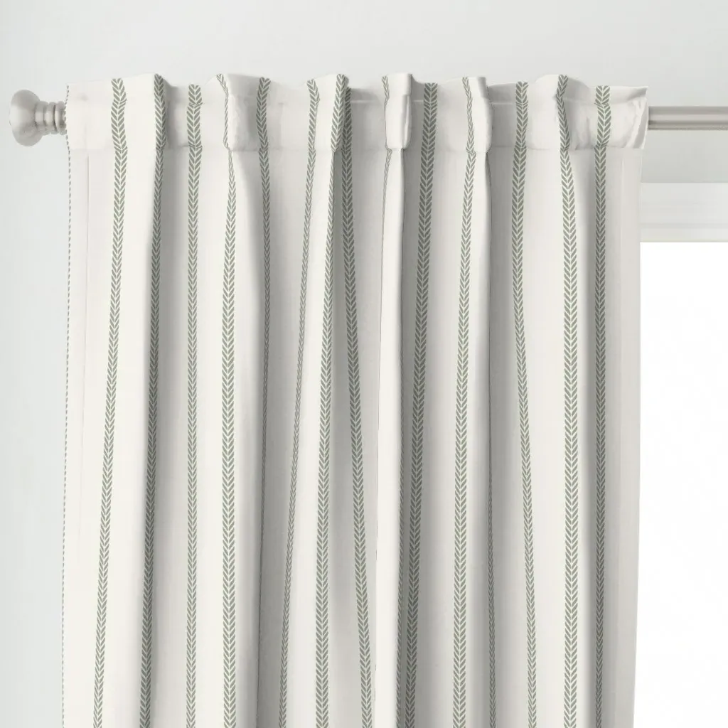 Plait Herringbone Stripe Curtain Panel - Gray-Green alternate view
