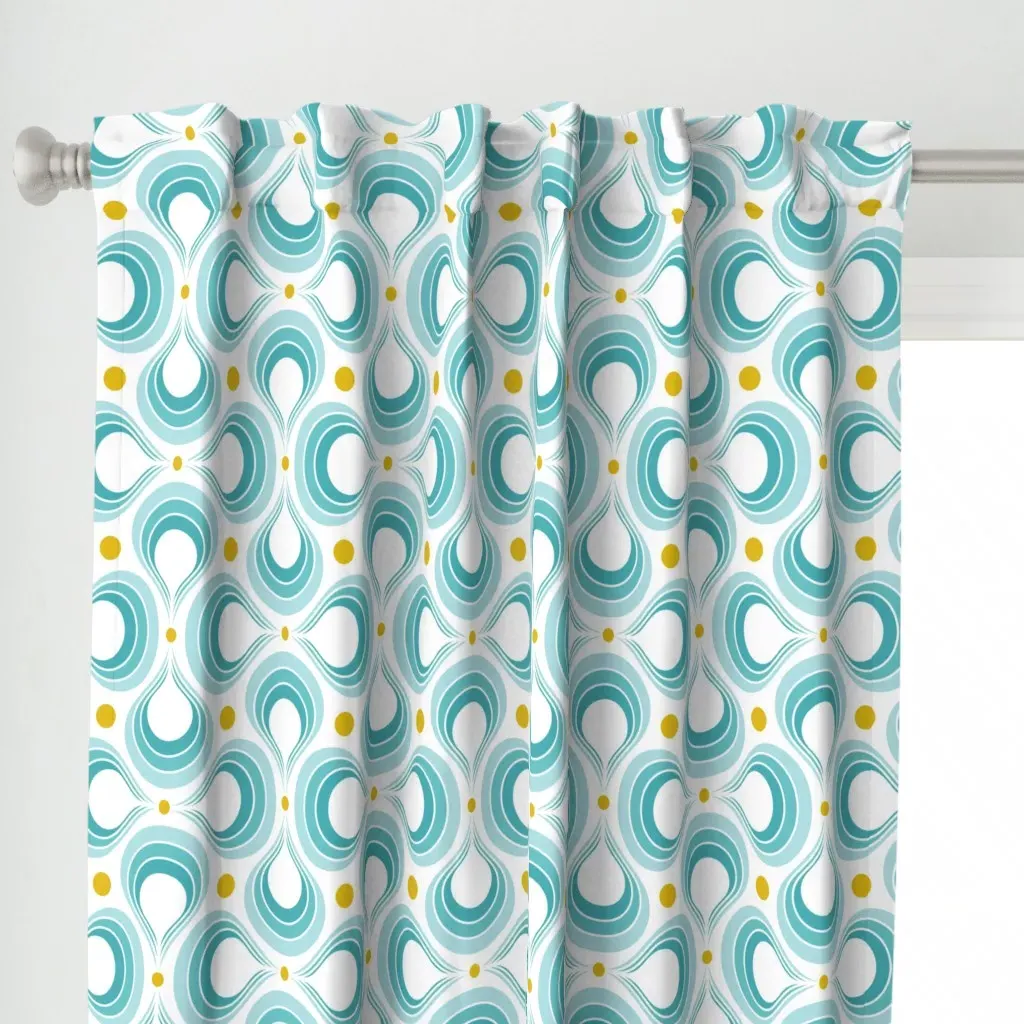 Planet Water Curtain Panel - Teal alternate view