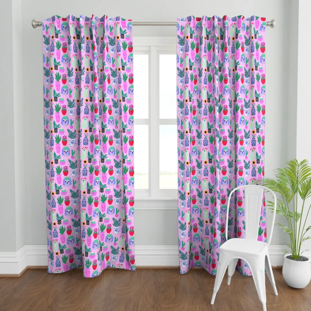 Plants And Vases Curtain Panel - Pink product