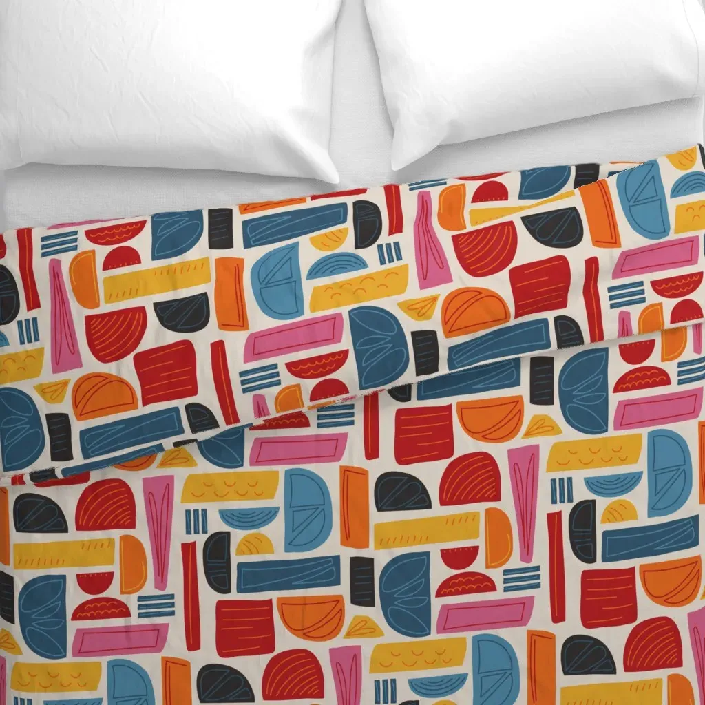 Play With Me Abstract Shapes Duvet Cover - Red-Orange alternate view