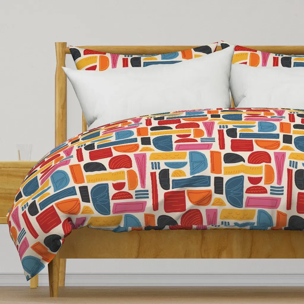 Play With Me Abstract Shapes Duvet Cover - Red-Orange product