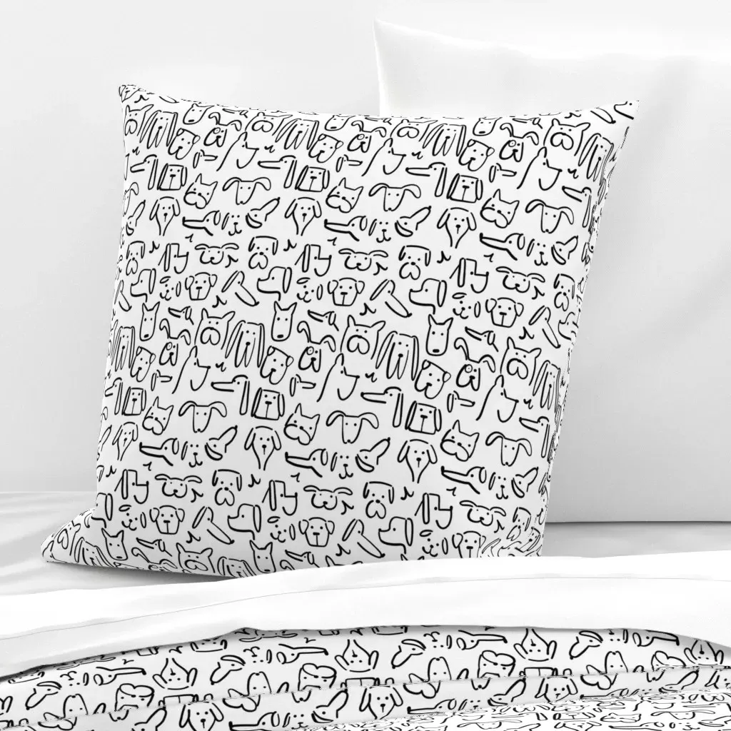Playful Pups Euro Pillow Sham - Black product