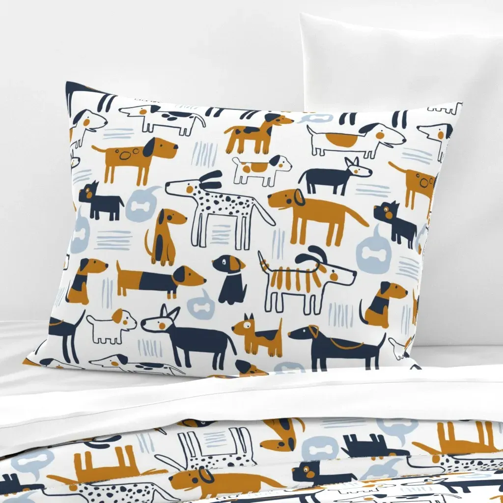 Playful Pups Standard Knife Edge Cushion Cover - Mustard Yellow, Cotton Sateen product