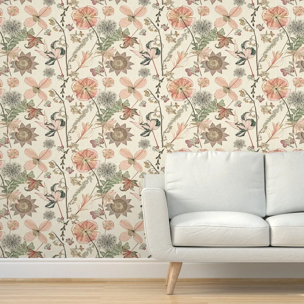 Plaza Peach Poppy Tapestry Peel and Stick Wallpaper - Pale Pink product