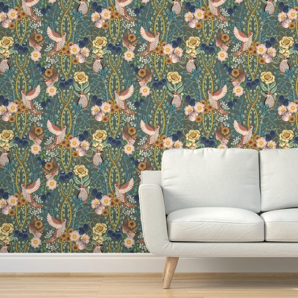Plum Tree Garden Peel and Stick Wallpaper - Dark Teal product