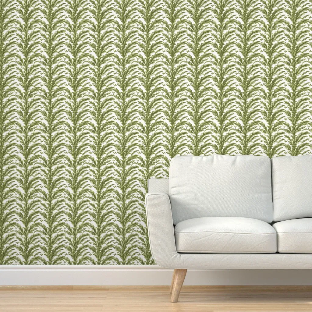 Plume Parade Peel and Stick Wallpaper - Olive Green product