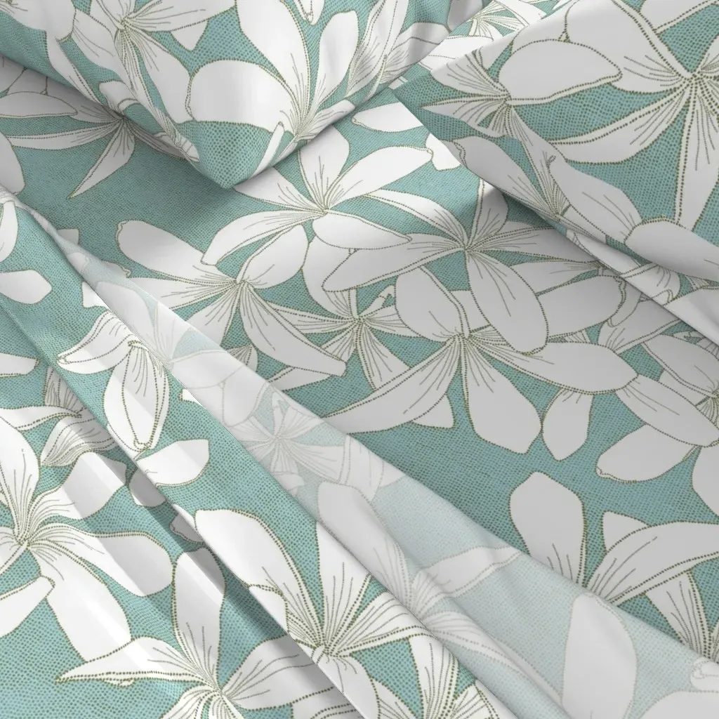 Plumerias Marsh Grass Aquatic Cal King Sheet Set - White alternate view