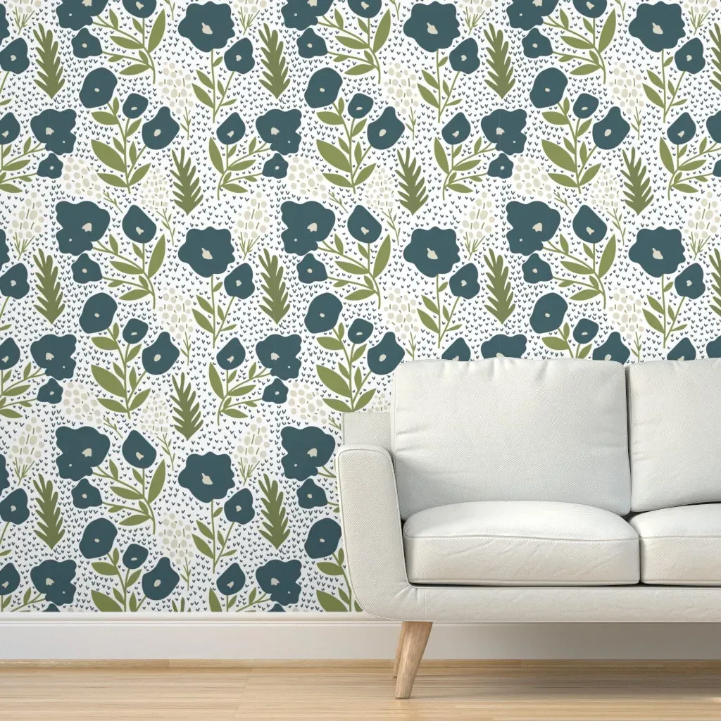 Pocket Full Of Posies Peel and Stick Wallpaper - Navy, White product
