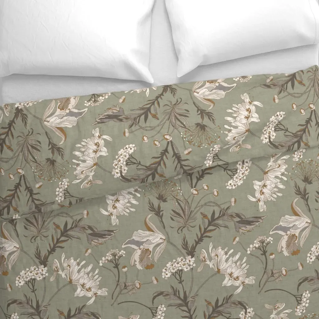 Poesie French Garden Duvet Cover - Sage Green alternate view