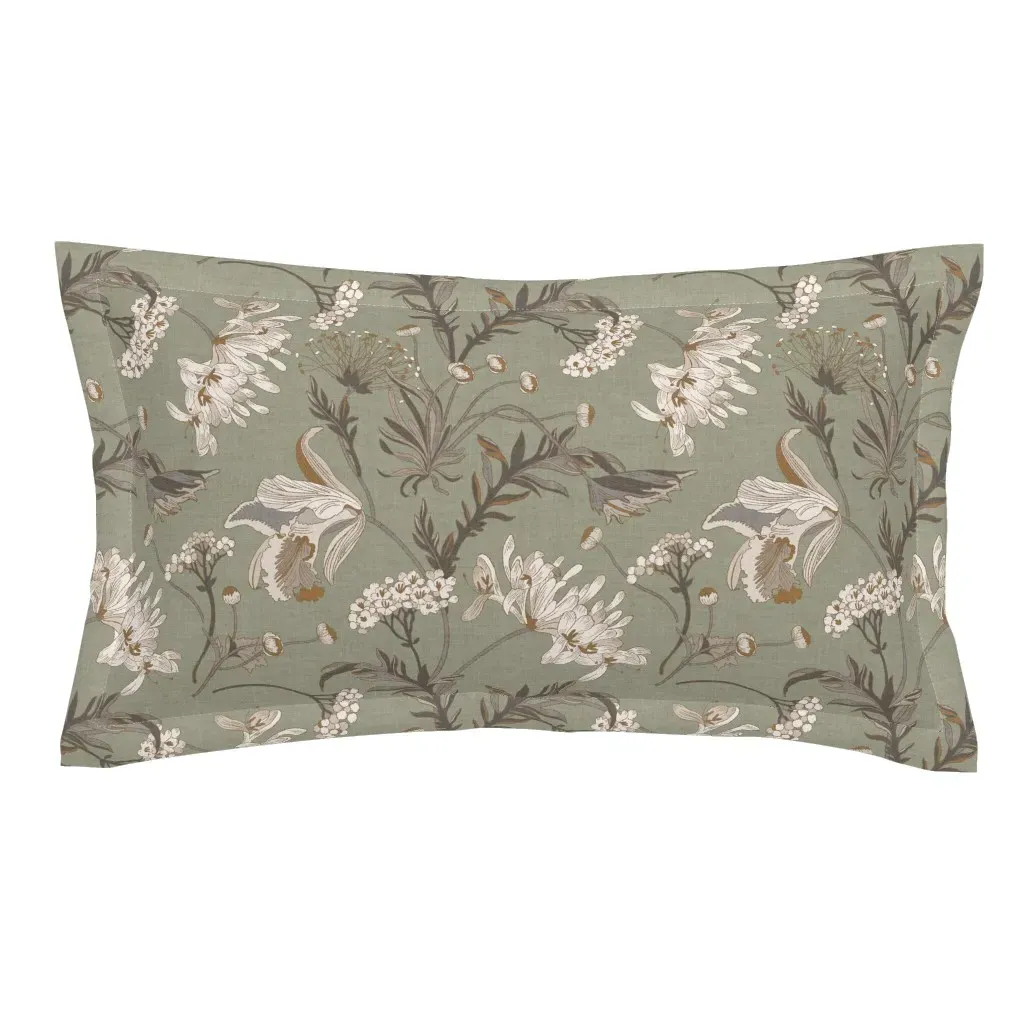 Poesie French Garden King Pillow Sham - Sage Green product