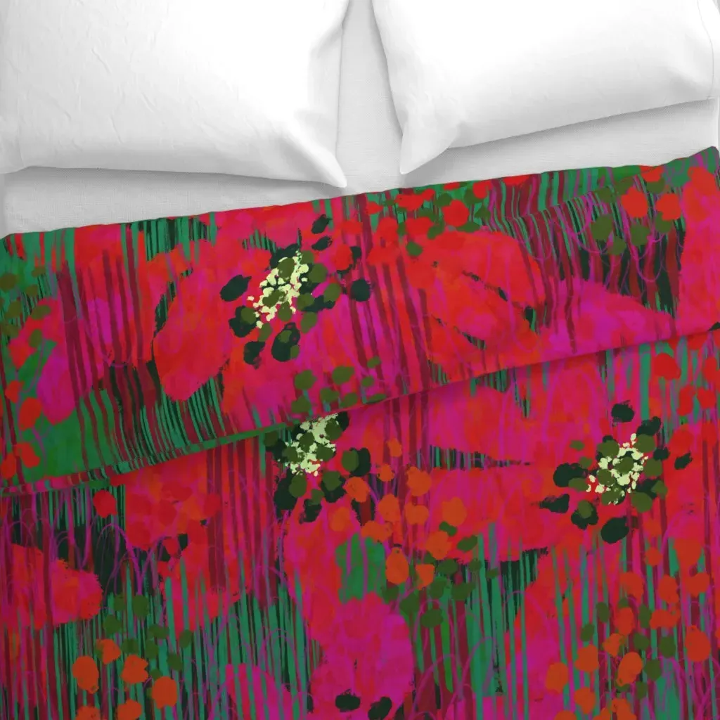 Poinsettias Duvet Cover - Crimson alternate view