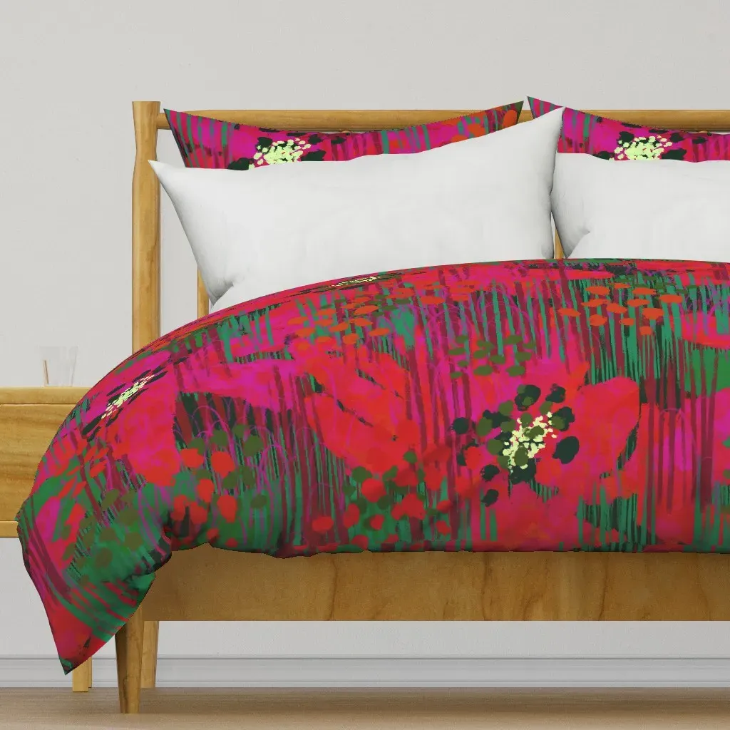 Poinsettias Duvet Cover - Crimson product
