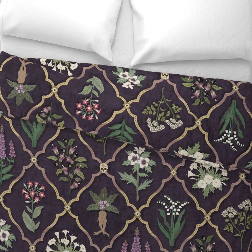 Poisonous Plants Duvet Cover - Dark Purple alternate view