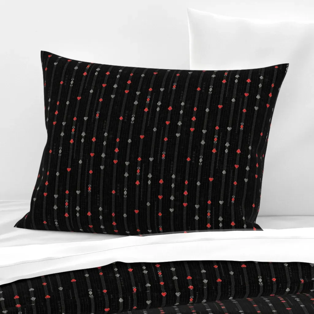 Poker Pinstripe Gangster Face Card Suits Standard Pillow - Black, Cotton Sateen product
