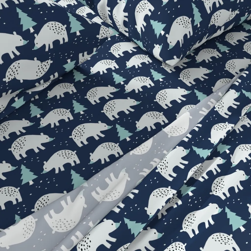Polar Bears In The Winter Forest Twin XL Sheet Set - White alternate view